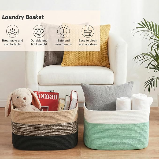 Artfeel Blanket Basket, Rectangle Woven Baskets - Image 6
