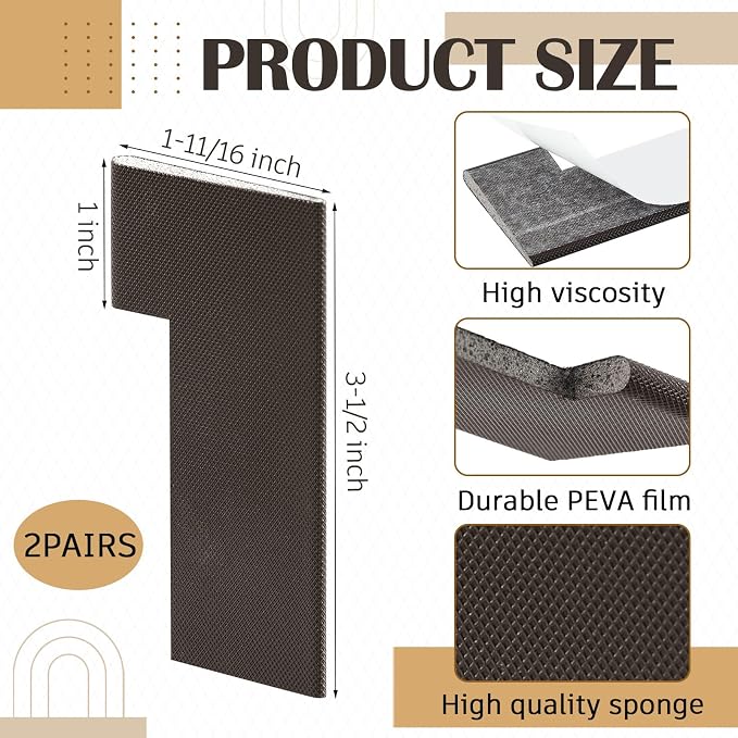 Zonon 4 Pcs Door Corner Seals Foam Innovation Brown | Self-adhesive Backing - Image 2