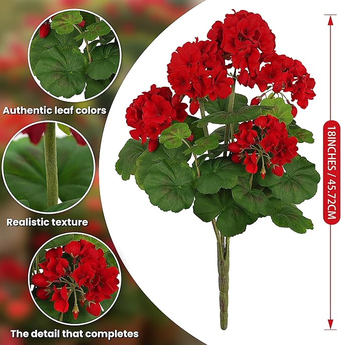 FOREST PRINCE 18"Artificial Geraniums - Image 2