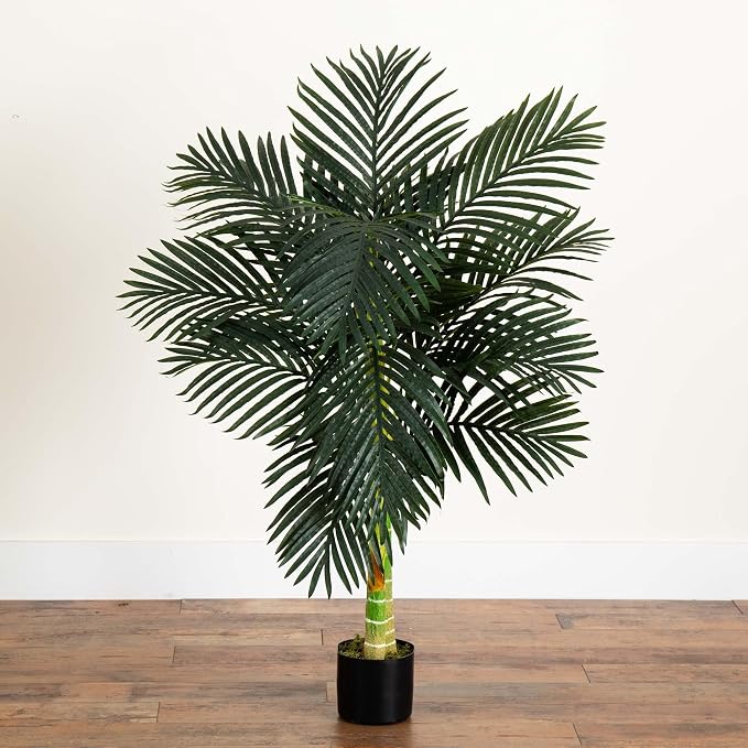 Nearly Natural 4 ft Artificial Golden Cane Palm Tree - Image 9