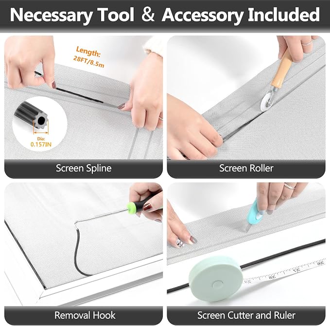 Secopad Window Screen & Screen Door Mesh Repair Kit, 48 in x 118 in, Tearproof - Image 3