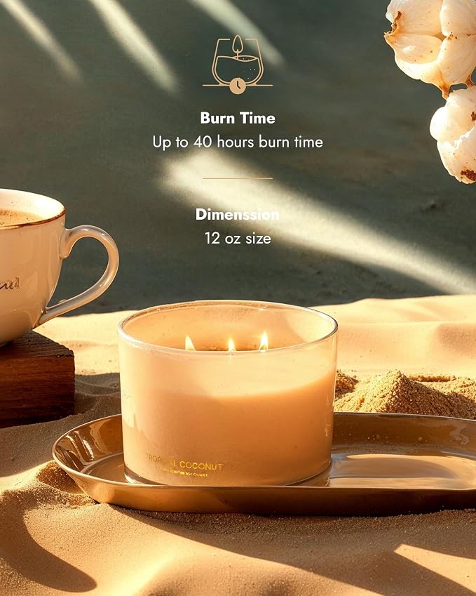 Luxury Coconut Soy Candle | Large 3 Wick Jar Candle | Up to 50 Hours Burning - Image 3