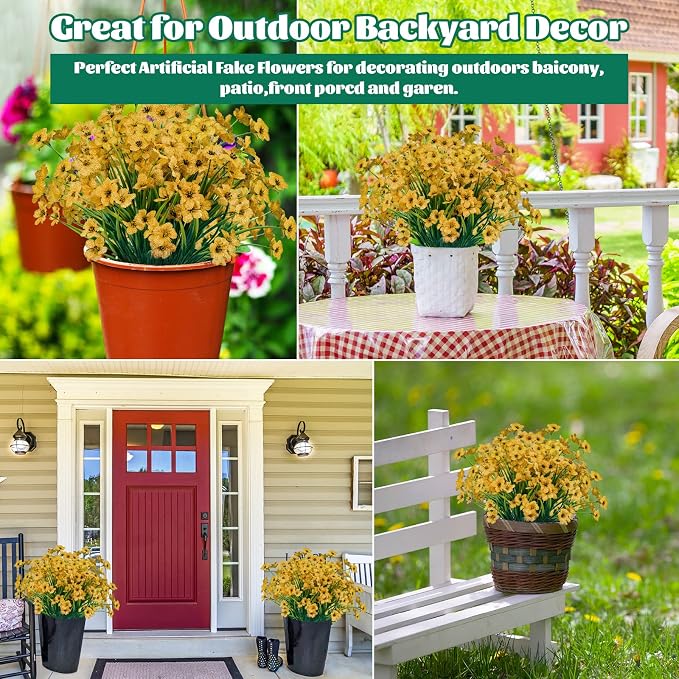 24 Pcs Artificial Flowers for Outdoor, Plastic Fake Flowers Decor, Artificial - Image 6