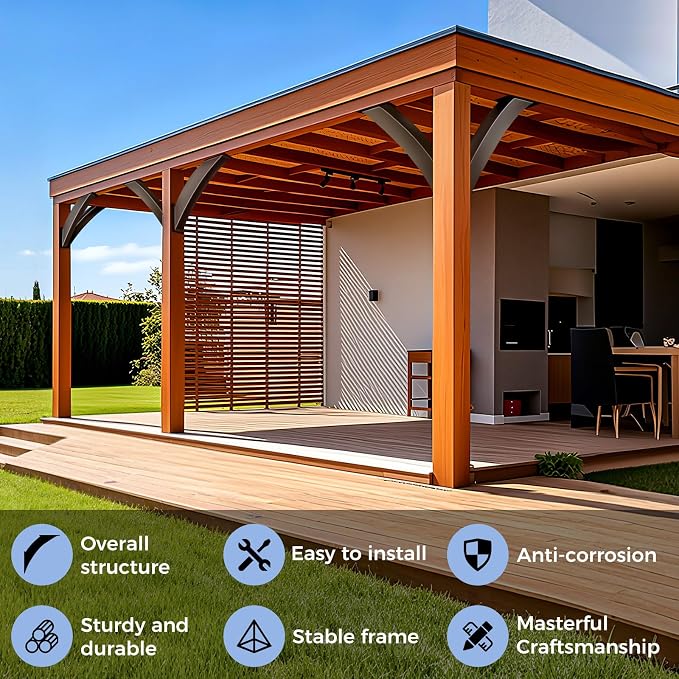 Heavy Duty Arc 45 Degree Angle Bracket, Wood Pergola Bracket Kit-2 Pcs - Image 2