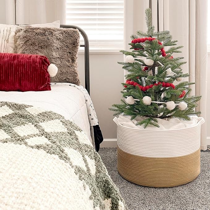 INDRESSME XXXLarge Woven Rope Blanket Basket Living Room, 90L | 21.7" x 13.8" - Image 7