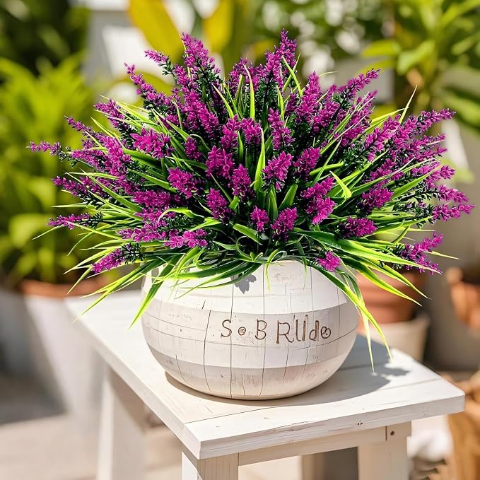 Geegoods 24 Bundles Artificial Lavender Flowers Outdoor, Fuchsia | UV Resistant - Image 2