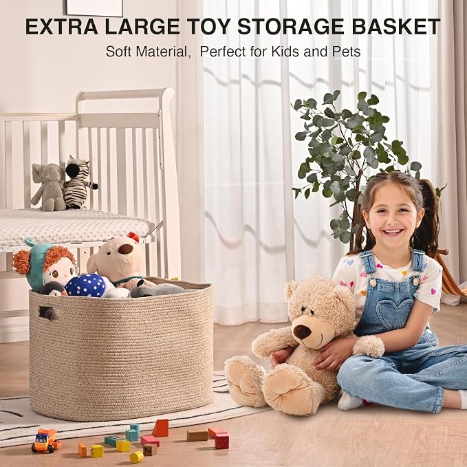 ICERZCZ Large Storage Basket for Organizing, Blanket Basket for Living Room - Image 5