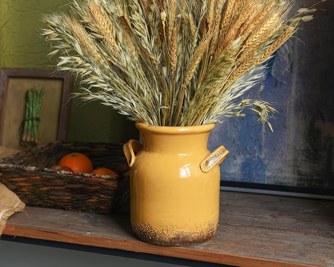 Quoowiit Ceramic Rustic Farmhouse Vase, Distressed Decorative Flower Vases - Image 3