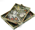 2 Pcs Serving Trays with Handle, Coffee Table Ottoman Tray, Plastic Large Small by Acellegic