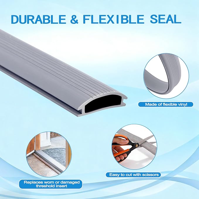 2 Pack 36 Inch Door Threshold Seal Vinyl Replacement Insert - Image 3