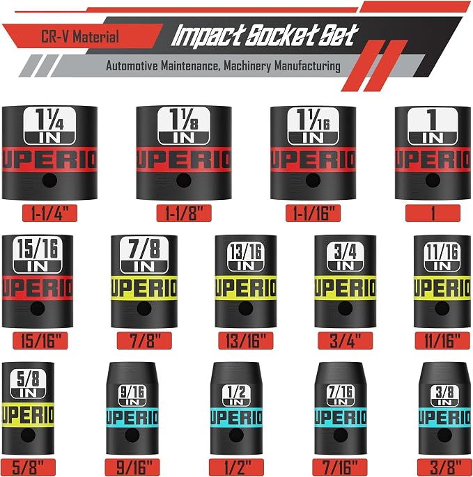 14 Piece 1/2" Drive Impact Socket Set, 3/8" - Image 2