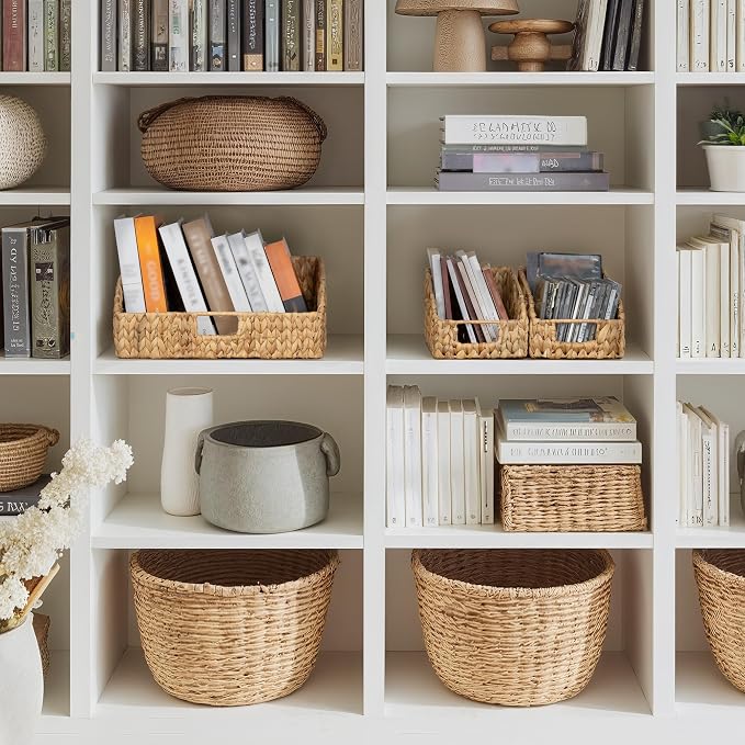 StorageWorks Water Hyacinth Basket Organizer, Pantry Storage Baskets, Handwoven - Image 6