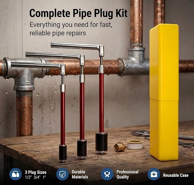 2000 Plumbing Plug Tool Kit, 3-Piece Pipe Stopper Set - Image 2