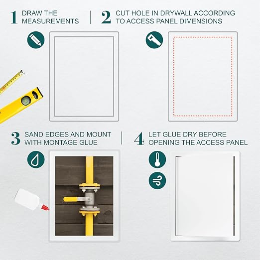 12" x 16" White ABS Plastic Plumbing Access Panel - Image 3