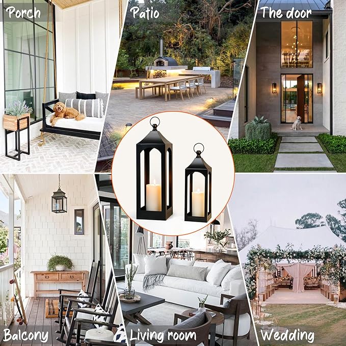 Modern Farmhouse Lantern Decor Metal Decorative Hanging Candle Lanterns | Ideal - Image 7