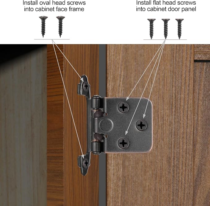 Oil Rubbed Bronze Cabinet Hinges, 1/2” Overlay, 4 Pack | - Image 5