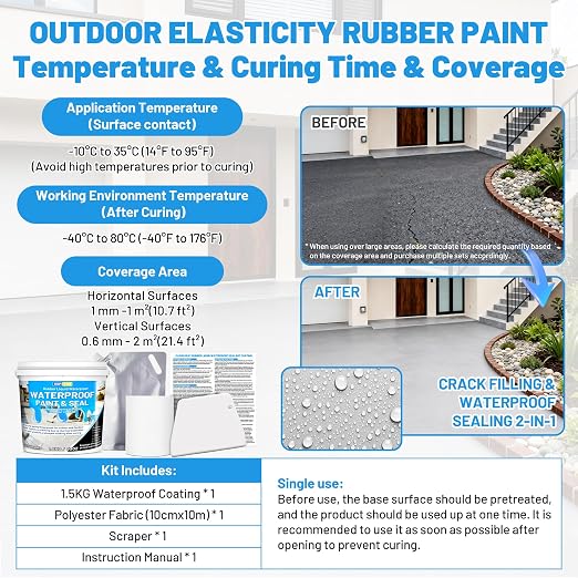 Rubber Liquid Waterproof Sealant, Waterproof Patch Seal Sealer Cloud Gray | - Image 6