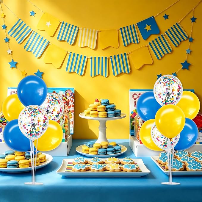 TONIFUL 4 Set Yellow Blue Balloon Stand Balloon Centerpieces - Image 4