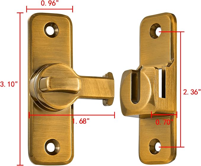 2 Pcs Brass 90/180 Degree Flip Latch, Zinc Alloy Barn Door Latch | Right Angle - Image 2