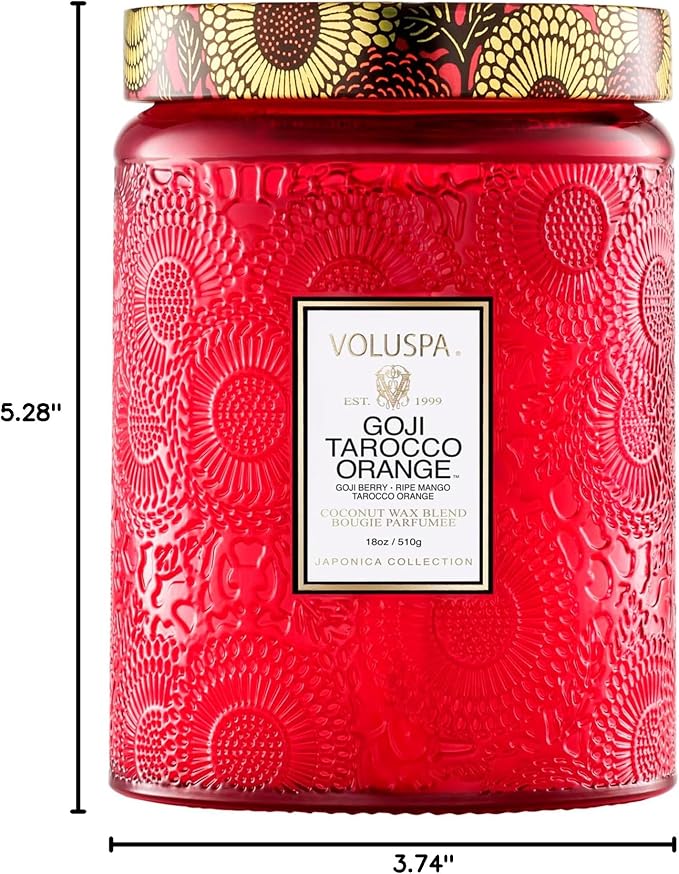 Voluspa Goji Tarocco Orange Large Scented Candle Jar 18 Oz, 100 Hr Burn | - Image 7
