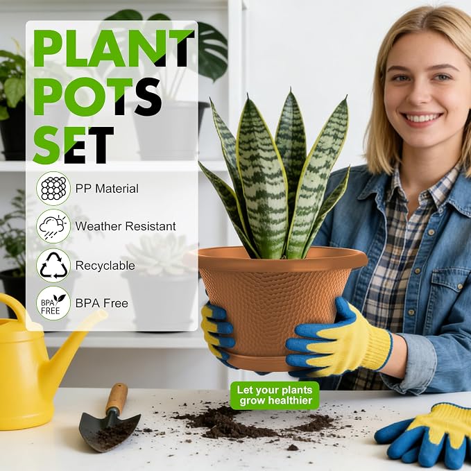Quarut 12 Inch Pots for Plants, 4 Pack Large Flower Pots - Image 2