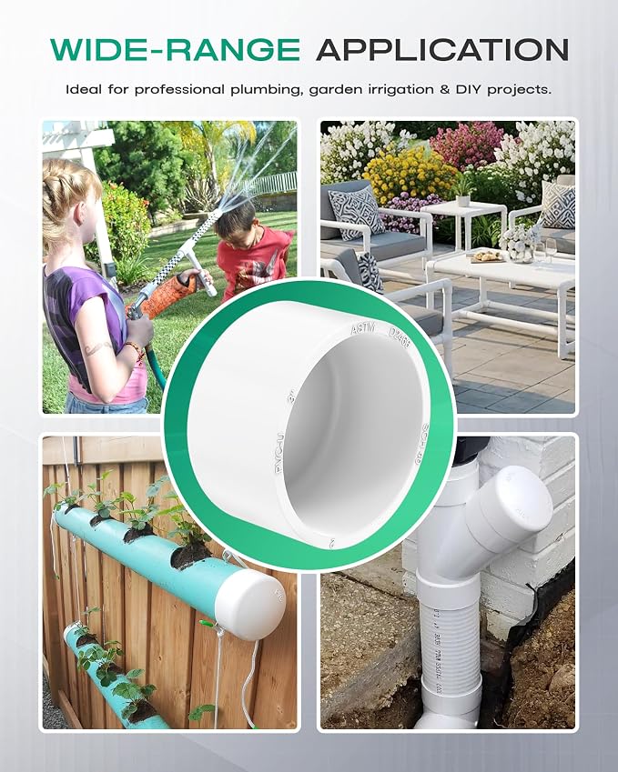 3 Inch PVC Cap, Fits Standard SCH40 3" PVC Pipe Fittings, Garden & Furniture - Image 7