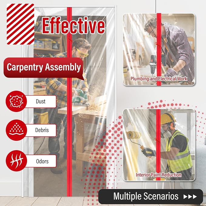 4 FT x 7.2 FT Dust Barrier Plastic Zipper Door, Door Dust Cover - Image 7