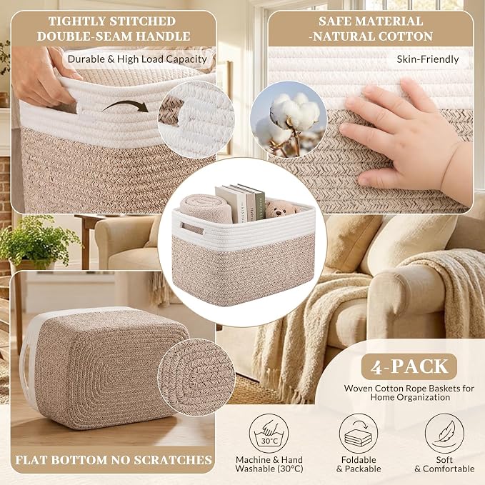 OIAHOMY 4 Pack Storage Basket, Closet Organizer - Image 3