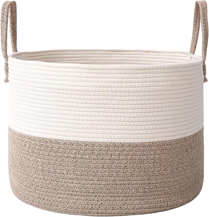 JMvicyroam 65L Extra Large Machine Washable Cotton Rope Blanket Basket | by JMvicyroam
