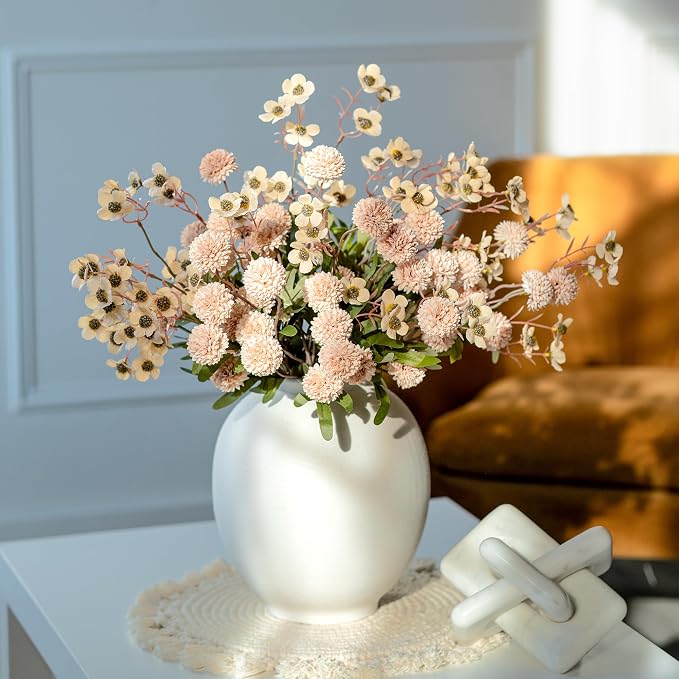 Faux Silk Pompon Mums Artificial Flowers - Image 6