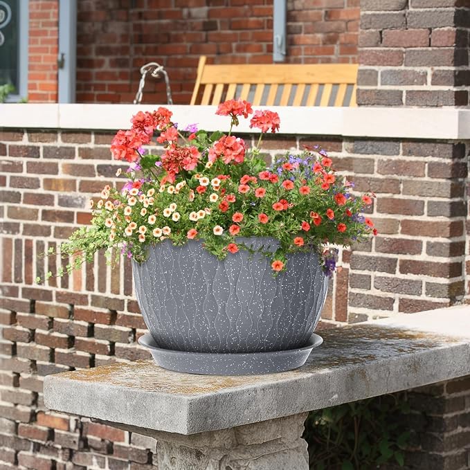 Meowell Large Flower Pots 12/10/9 inch, 3 Set Big Plant Pots - Image 6