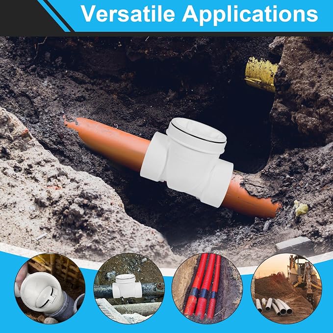 4" PVC Backwater Valve, 4-Inch Drain Backflow Preventer Valve Prevent Sewage - Image 6