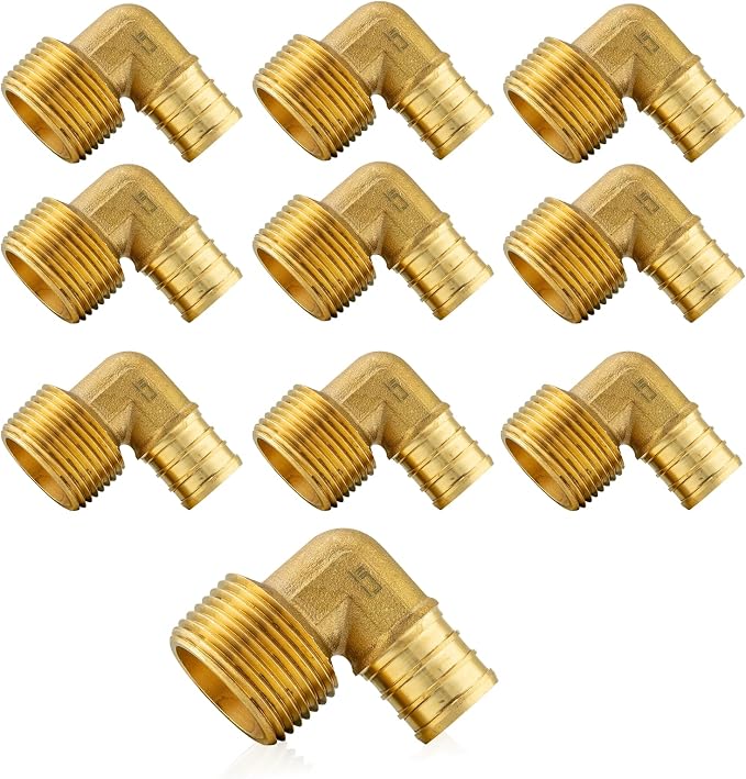 10Pack Seelink PEX Fittings, Pex 3/4" x 1/2" Male Threaded NPT Elbow | Brass by Seelink