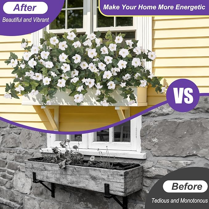 Ammyoo 2PCS Artificial Petunias Flowers Fake Plants - Image 3