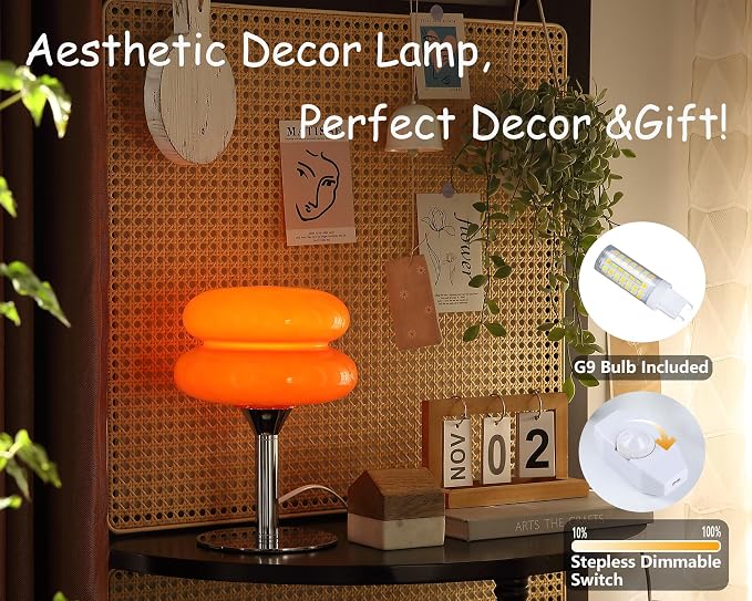 Glivpny Mushroom Table Lamp, Mid Century Modern Decor Lamp | Cool Desk Lamps - Image 4