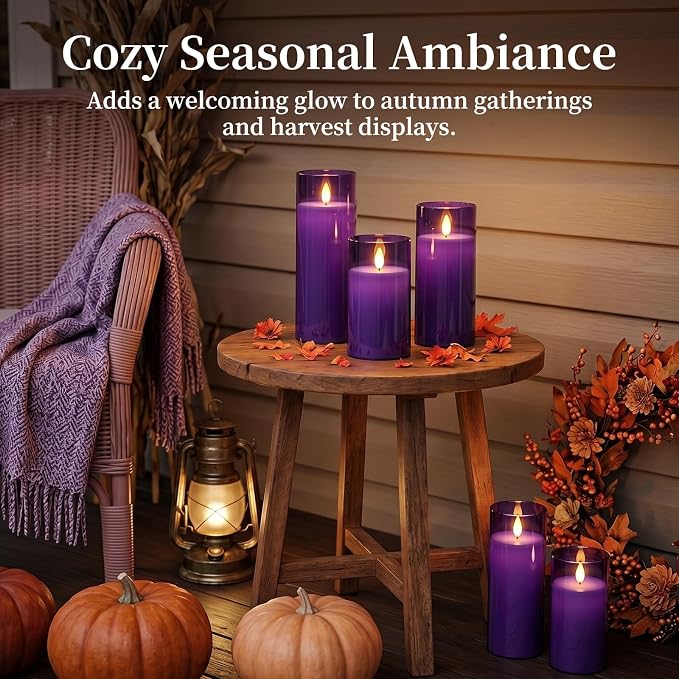 Homemory Purple Flickering Flameless Candles, Battery Operated Acrylic LED - Image 4