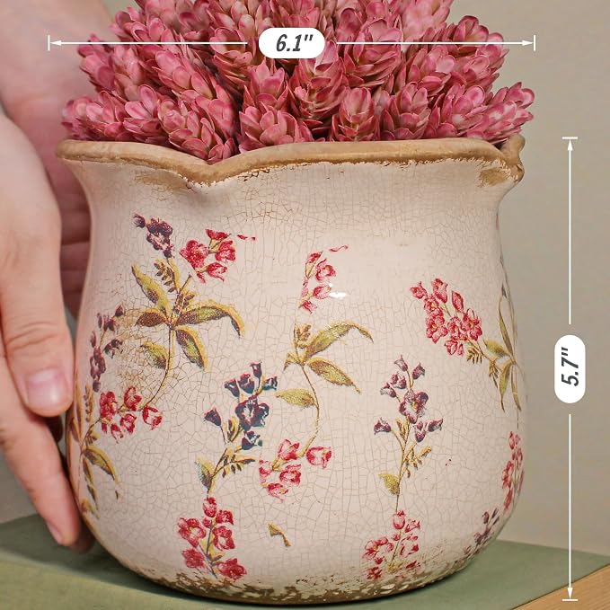 6.11" French Farmhouse Ceramic Flower Pot - Image 3