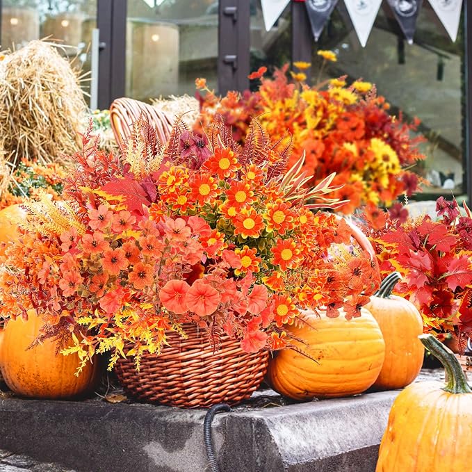 20 Bundle 10 Style Artificial Fall Flowers Plants - Image 7