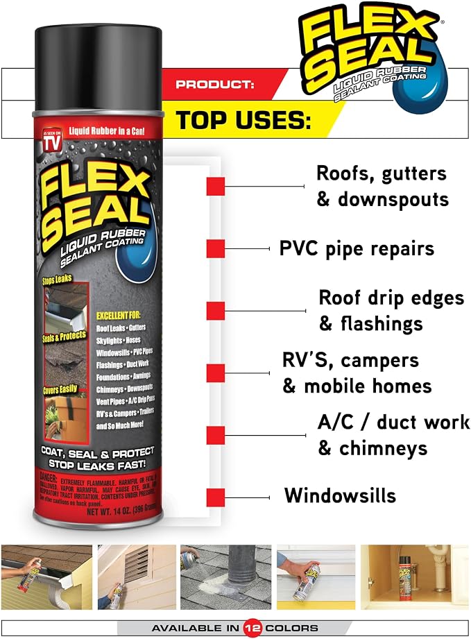 Flex Seal, 14 oz, Stop Leaks Instantly, Waterproof Rubber Spray On Sealant - Image 9