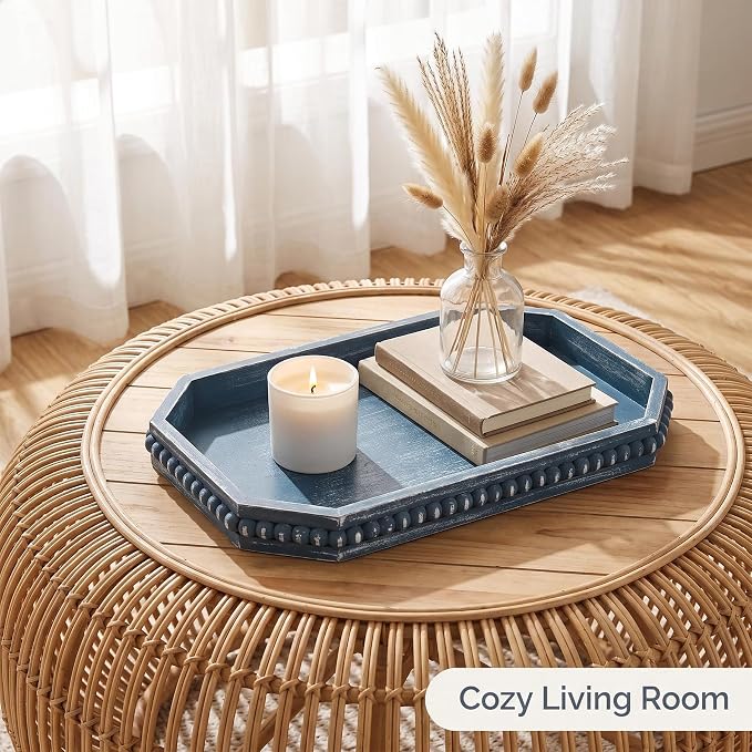 Hrastany Blue Wood Deocrative Tray, Coffee Table Tray - Image 7
