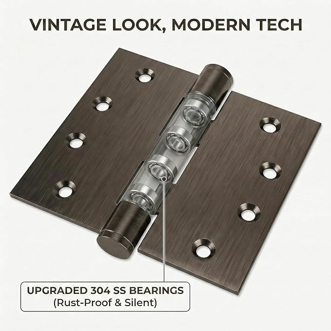 KSDCRMS Red Bronze 4 inch Stainless Steel Door Hinges, Heavy Duty - Image 4