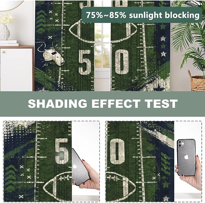 Football Poster Portrait Window Curtains 2 Panels Set, 52 X 84 Inch Polyester - Image 5