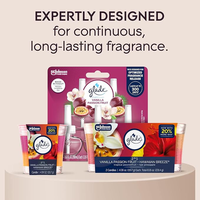 Glade 1-Wick 2in1 Scented Candle Jar, Hawaiian Breeze & Vanilla Passion Fruit - Image 7