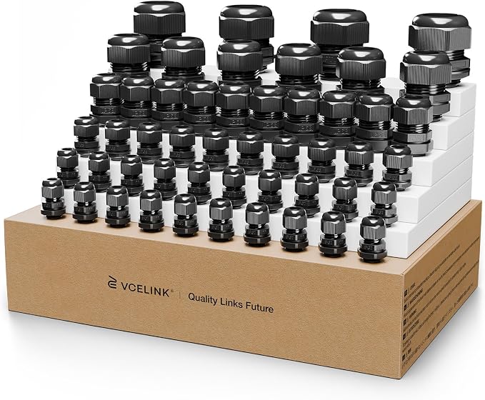 VCELINK Cable Glands, Nylon Waterproof Wire Grommet Kit Nylon 50 Pcs IP68 | PG7 by VCELINK