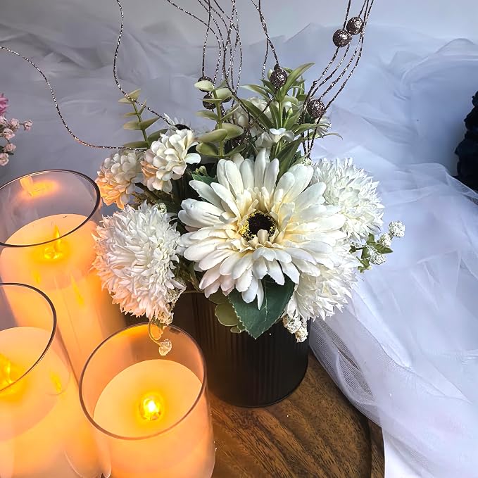 Ivory White & Rose Gold Flower Table Centerpieces, Baby Shower, Events - Image 9