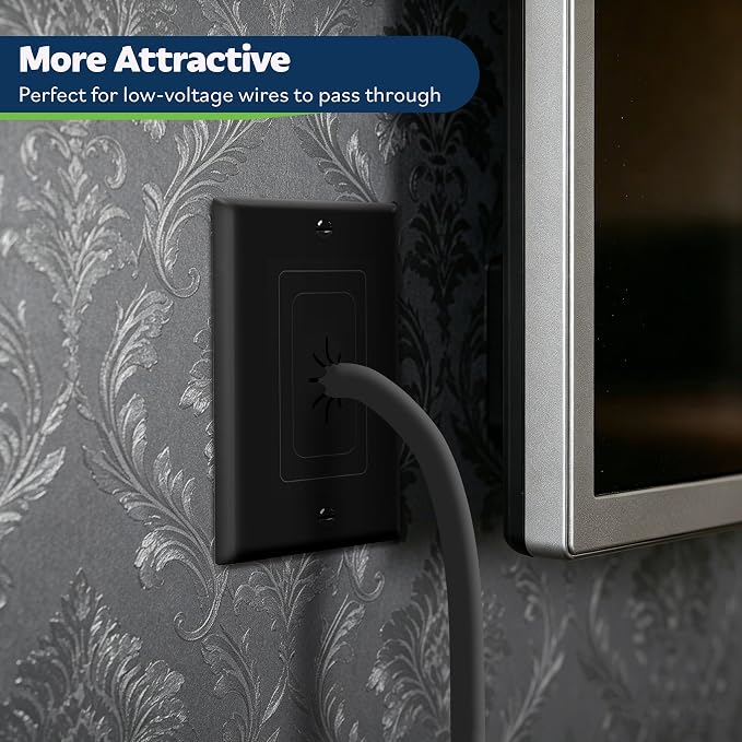 TOPGREENER 1-Gang Flexible Rubber Cable Pass-Through Wall Plate, wall-mount TVs - Image 3