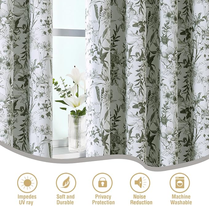 H.VERSAILTEX Blackout Curtains 63 Inch Length 2 Panels Set Floral Print Curtain - Image 6