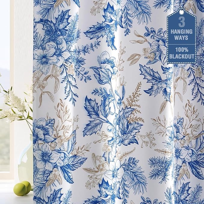 H.VERSAILTEX 100% Blackout Curtains 96 inch Length 2 Panels Set Vintage Floral by HVERSAILTEX