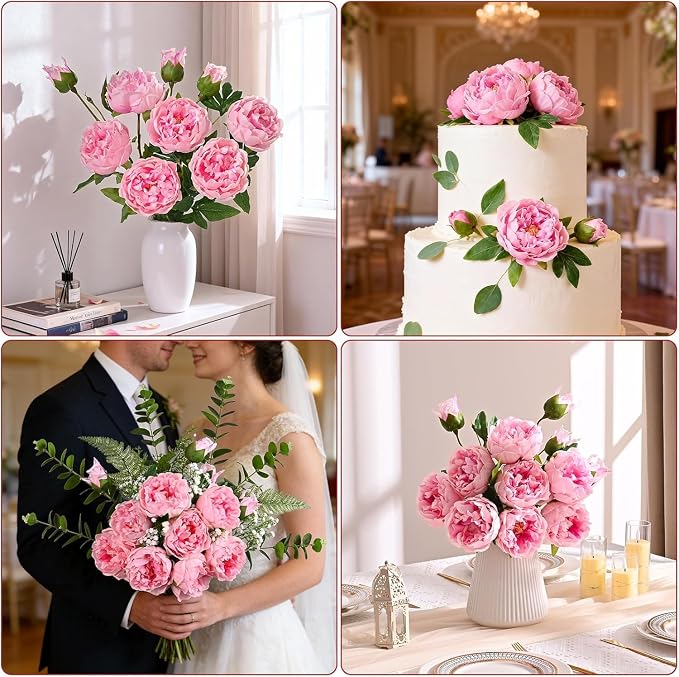 5PCS 22in Peonies Artificial Flowers, Real Touch Latex Fake Peonies | Lifelike - Image 8