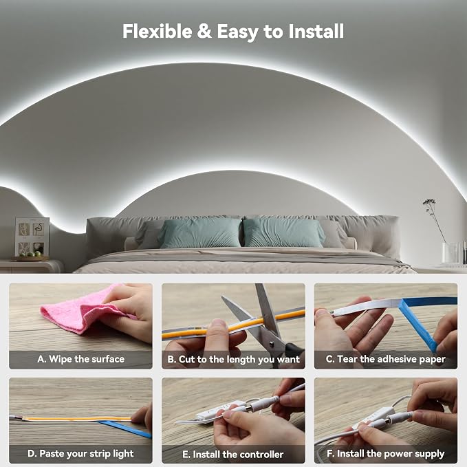 PAUTIX COB LED Strip Light 32.8ft, LED Lights UL-Listed Daylight White 6000K - Image 6